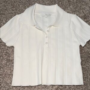 Revolve White Polo Collar Knit Top
